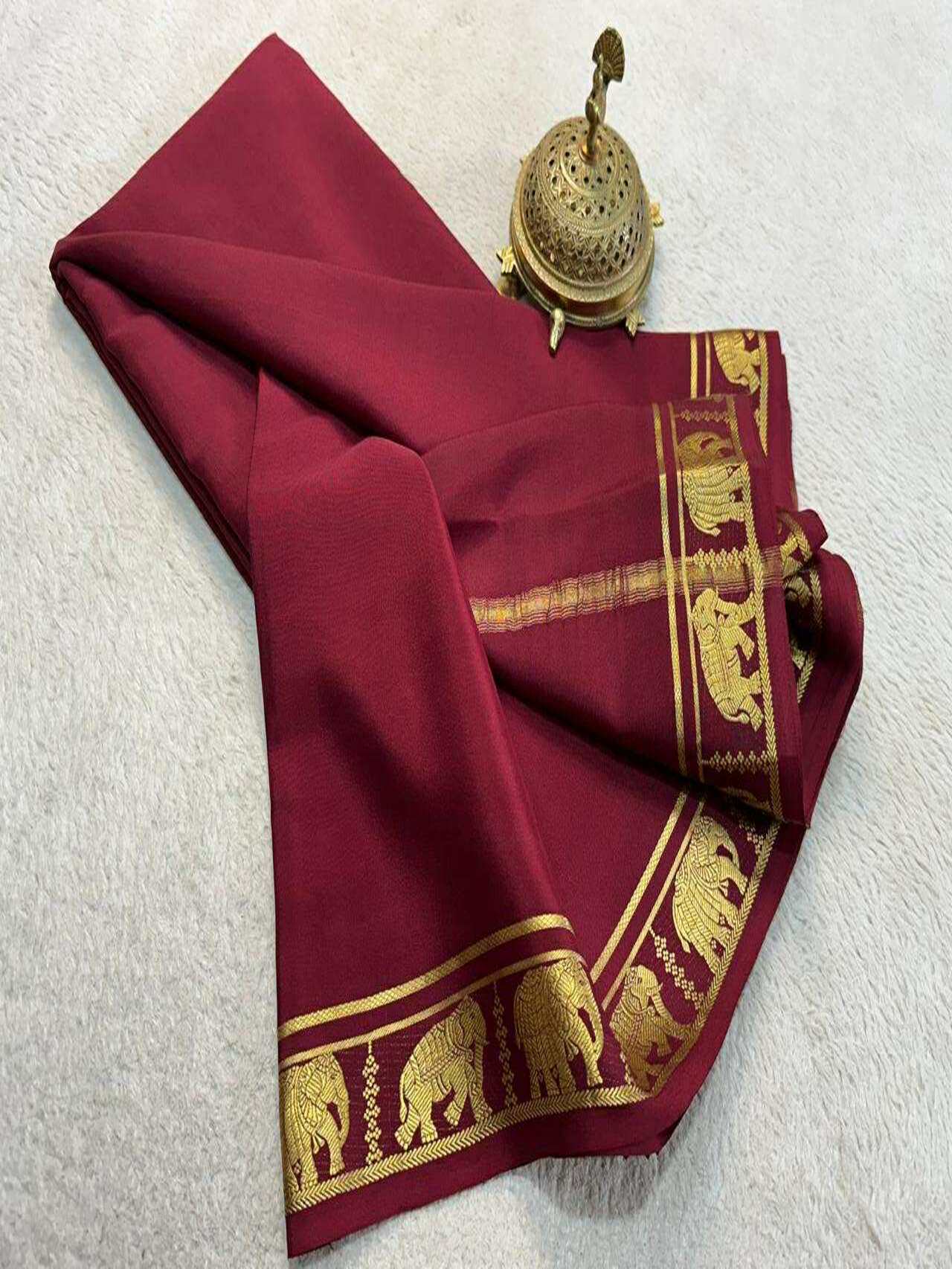 Elegant Semi Mysore Silk Sarees Traditional Beauty with Rich Zari Border