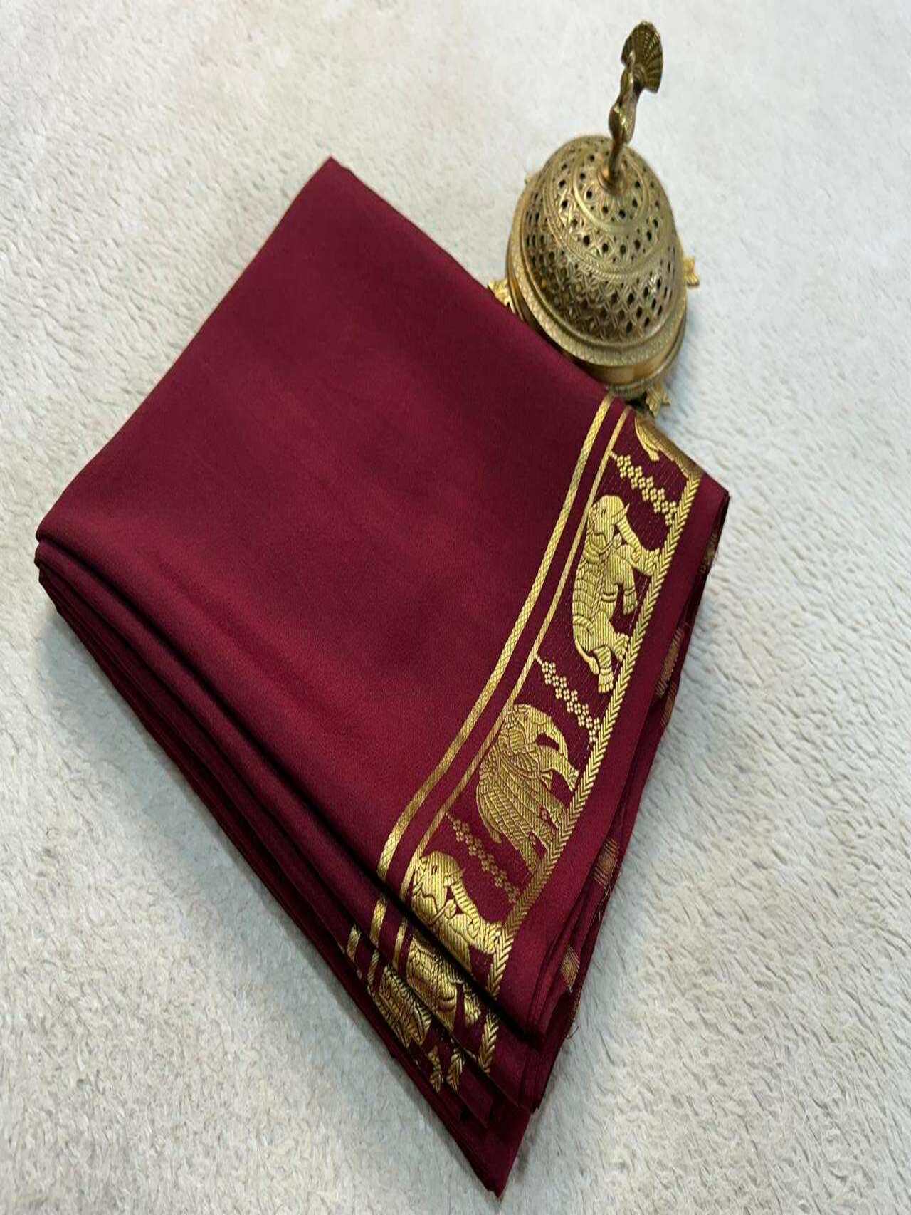Elegant Semi Mysore Silk Sarees Traditional Beauty with Rich Zari Border