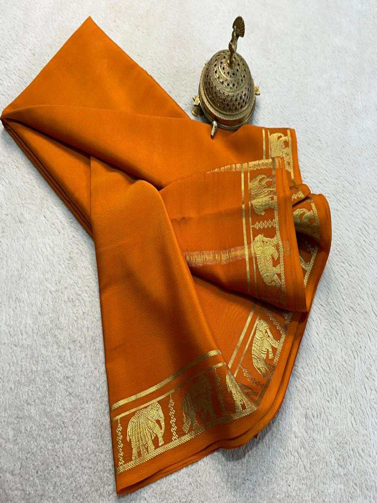 Elegant Semi Mysore Silk Sarees Traditional Beauty with Rich Zari Border