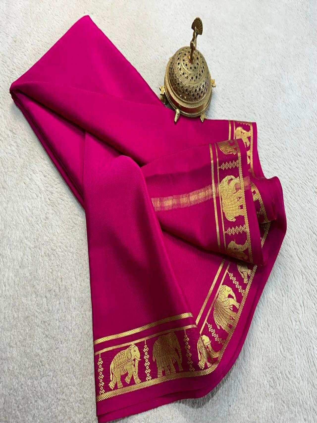 Elegant Semi Mysore Silk Sarees Traditional Beauty with Rich Zari Border