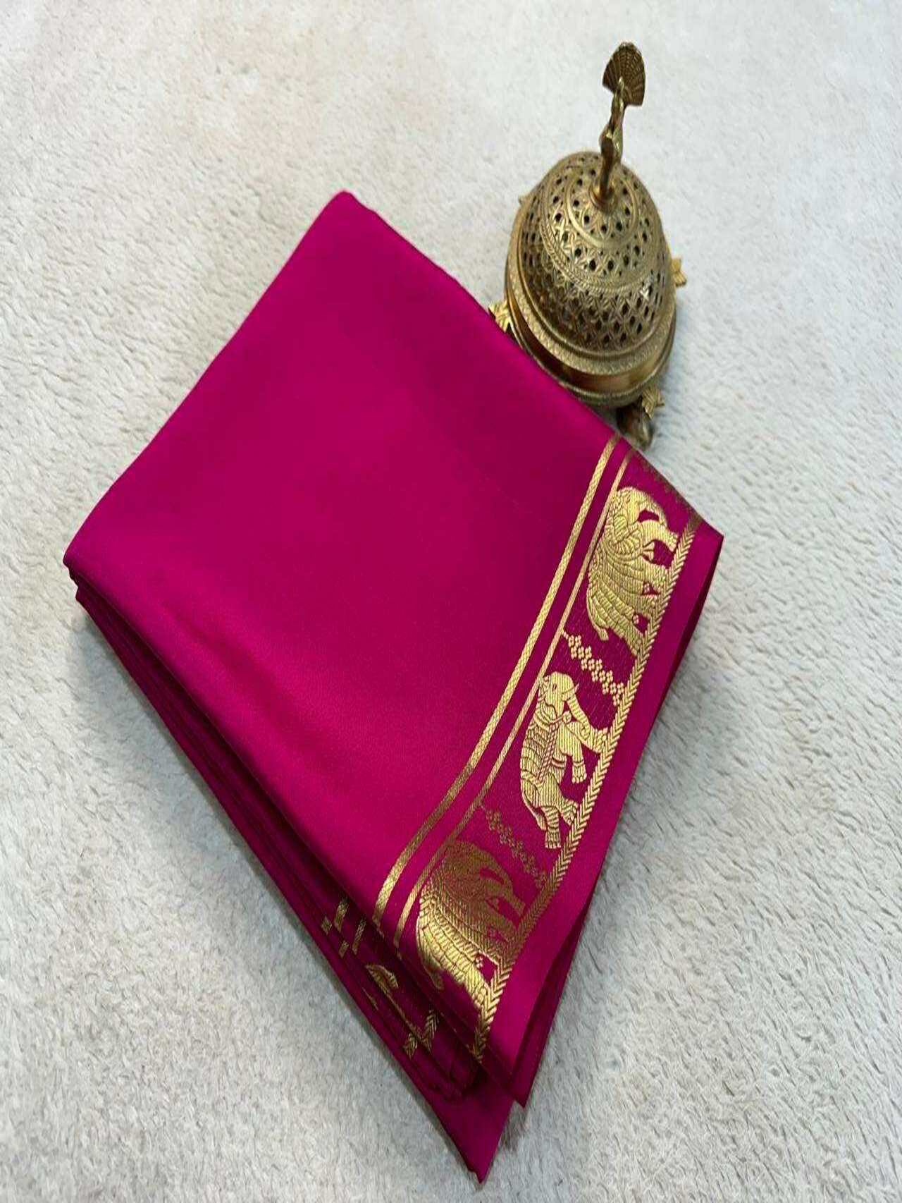Elegant Semi Mysore Silk Sarees Traditional Beauty with Rich Zari Border