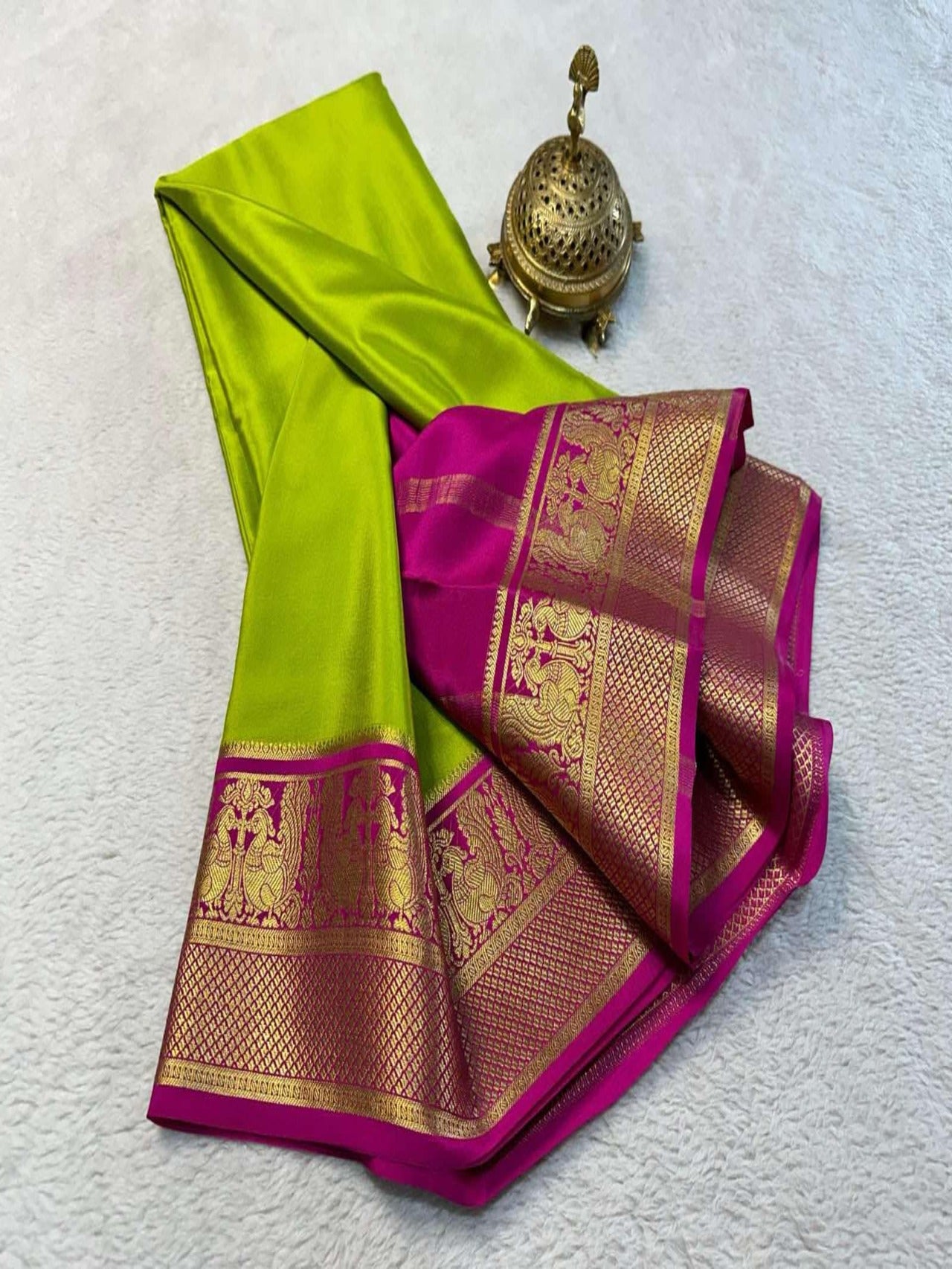 Luxury Mysore Silk Saree with Intricate Zari Work