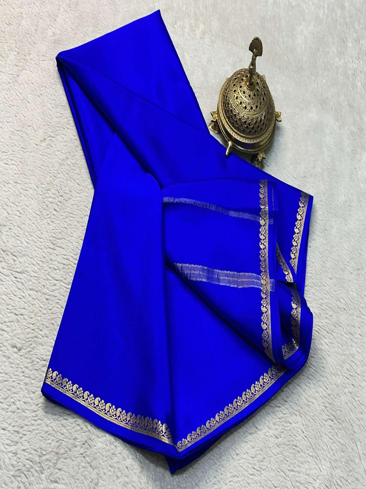 Premium Semi Mysore Silk Saree with Rich Zari Border