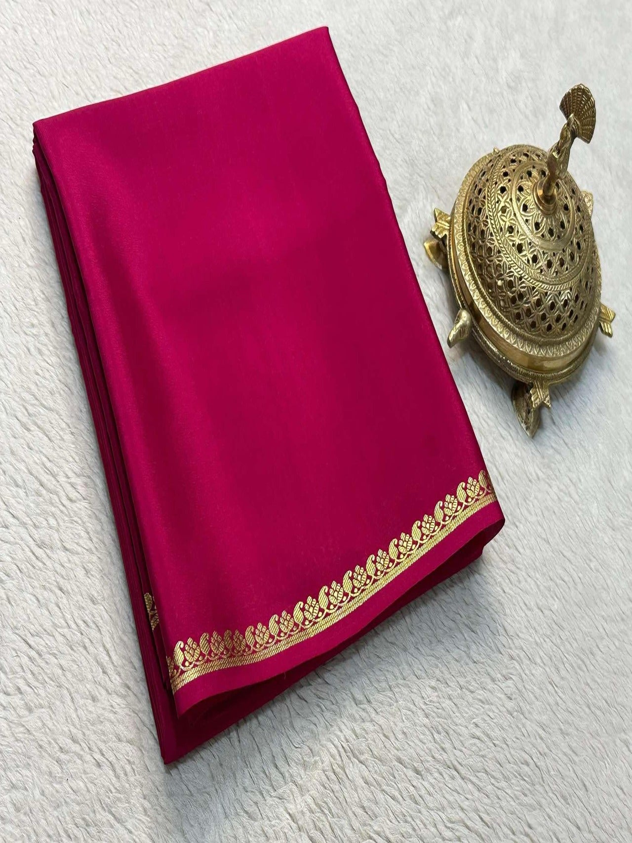 Premium Semi Mysore Silk Saree with Rich Zari Border