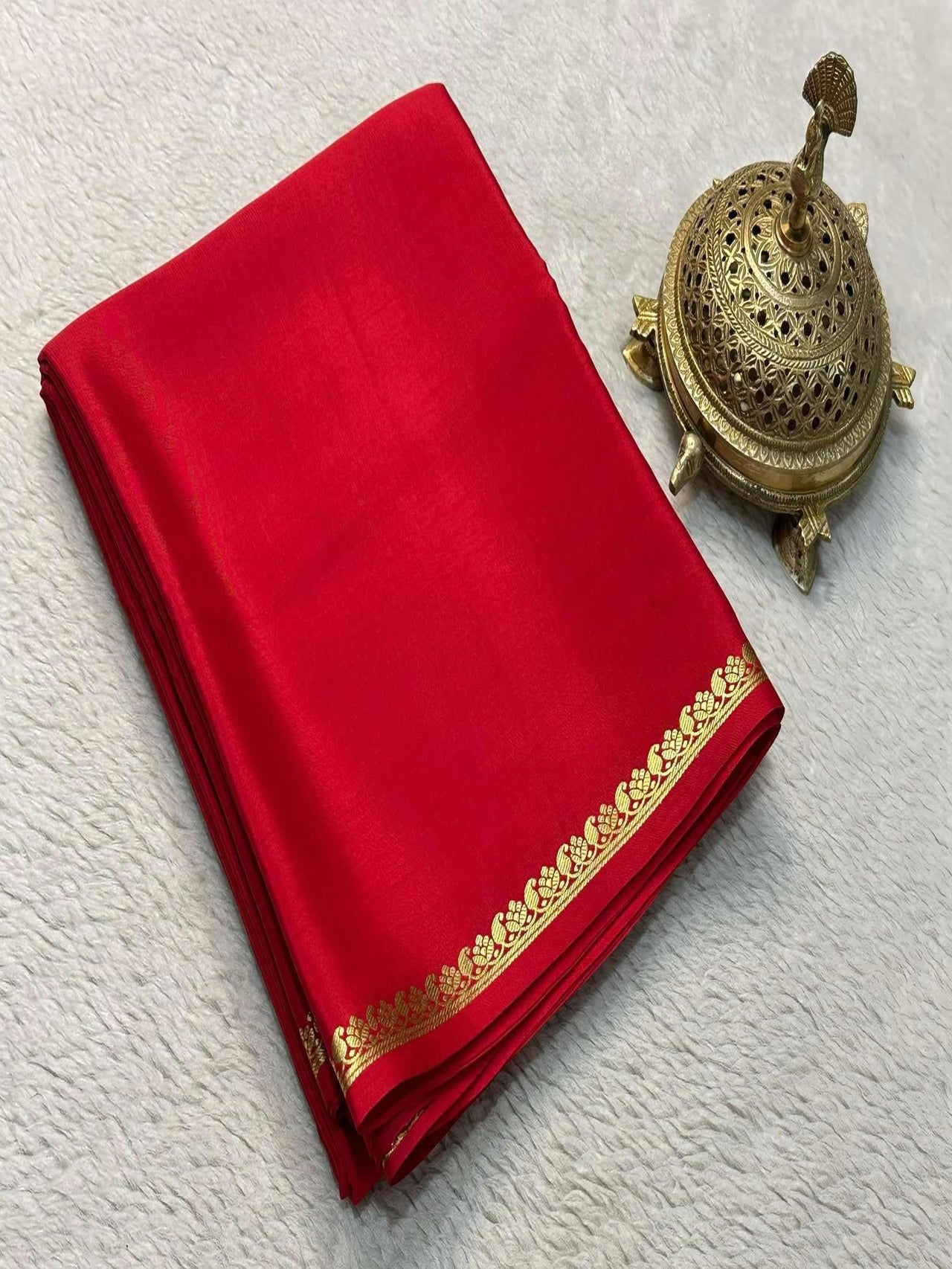 Premium Semi Mysore Silk Saree with Rich Zari Border
