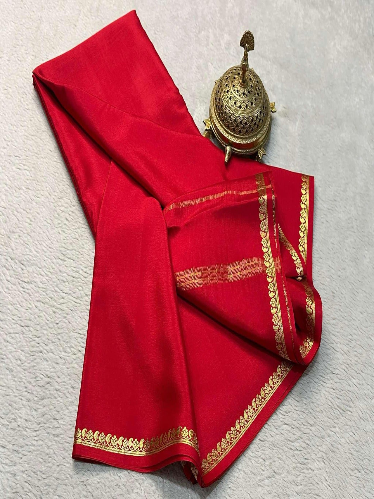 Premium Semi Mysore Silk Saree with Rich Zari Border