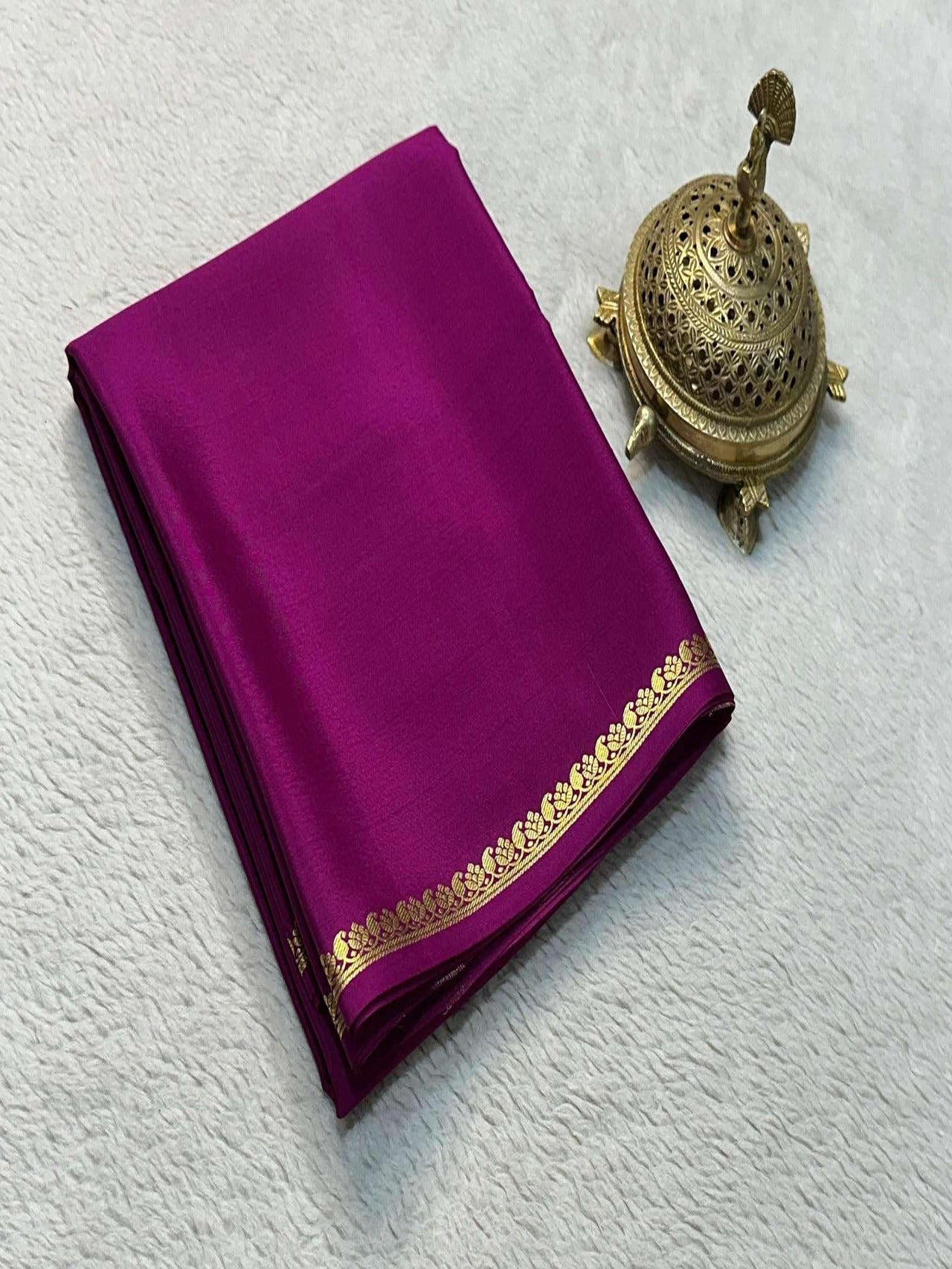 Premium Semi Mysore Silk Saree with Rich Zari Border