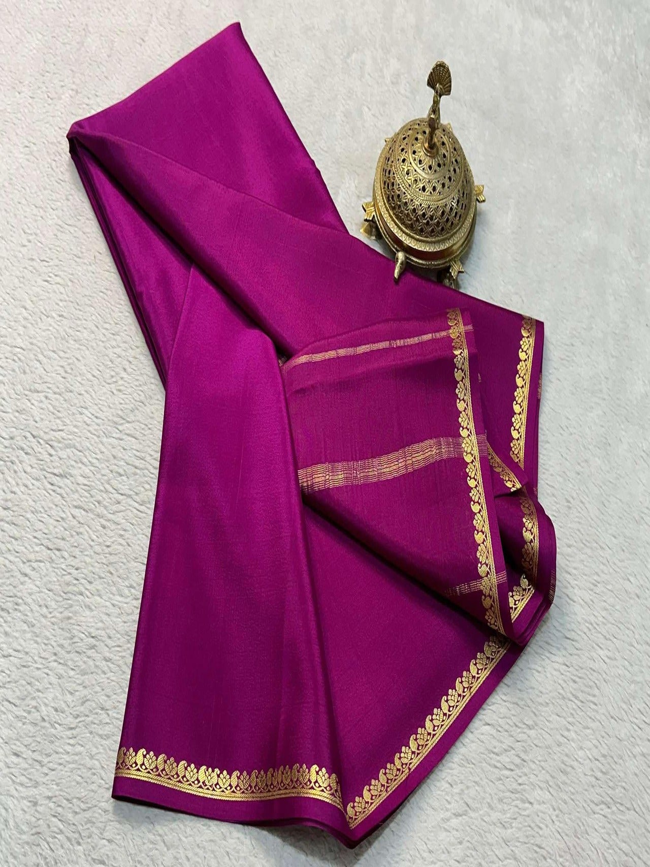 Premium Semi Mysore Silk Saree with Rich Zari Border