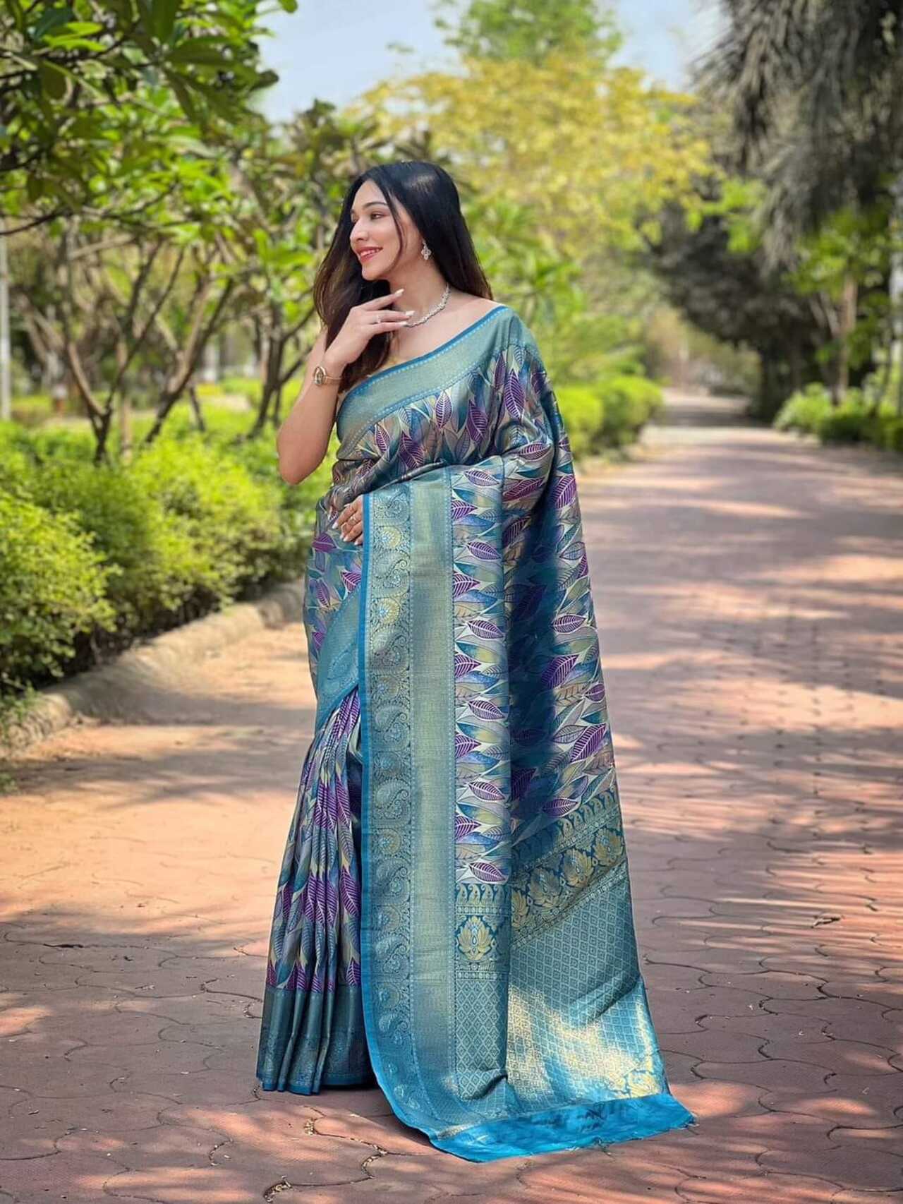 Premium Digital Print Silk Saree