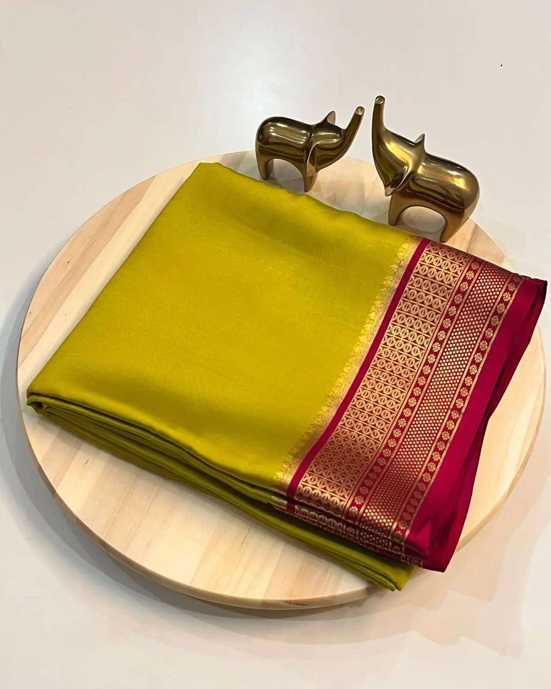 Luxurious Viscose Silk Saree with Zari Border | GREEN-PINK