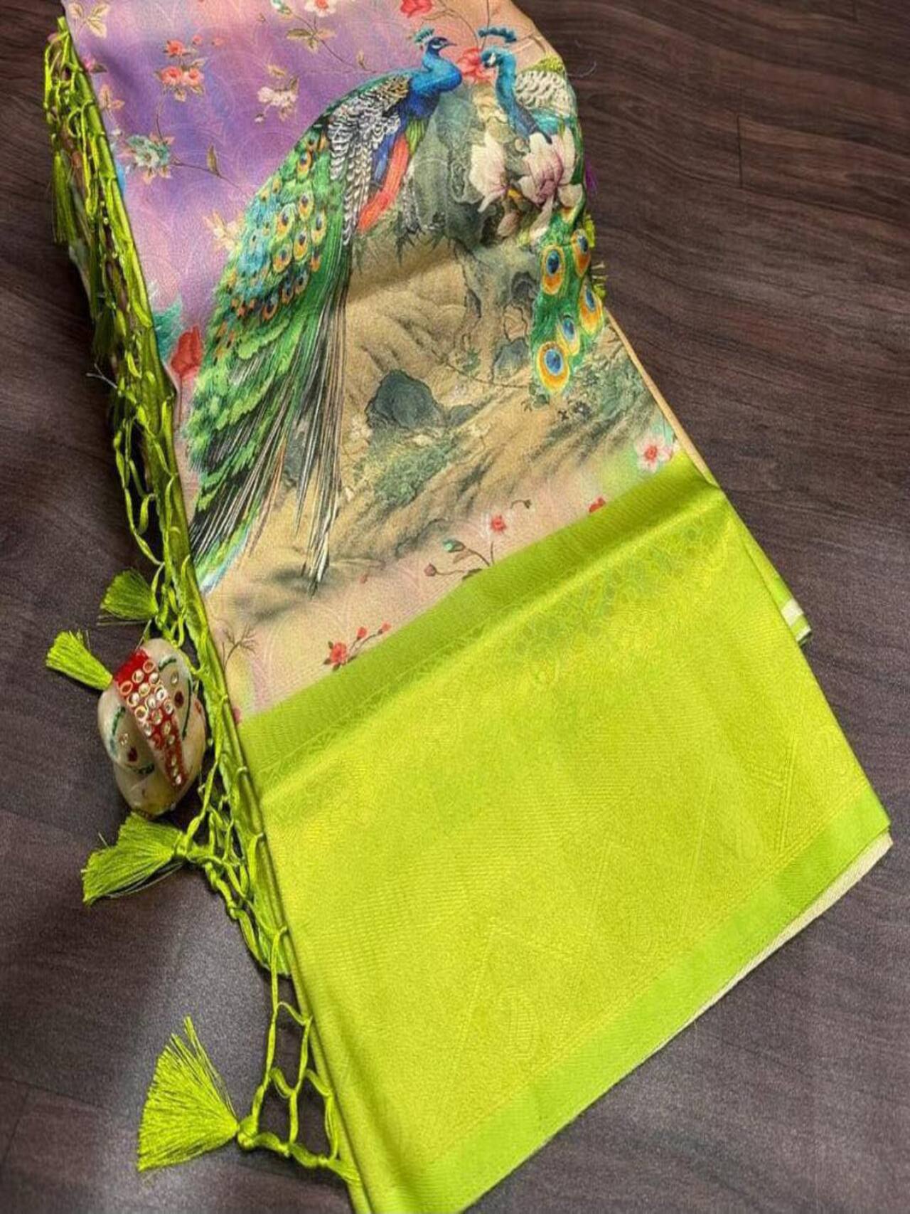 Trendy Digital Printed Softy Silk Saree