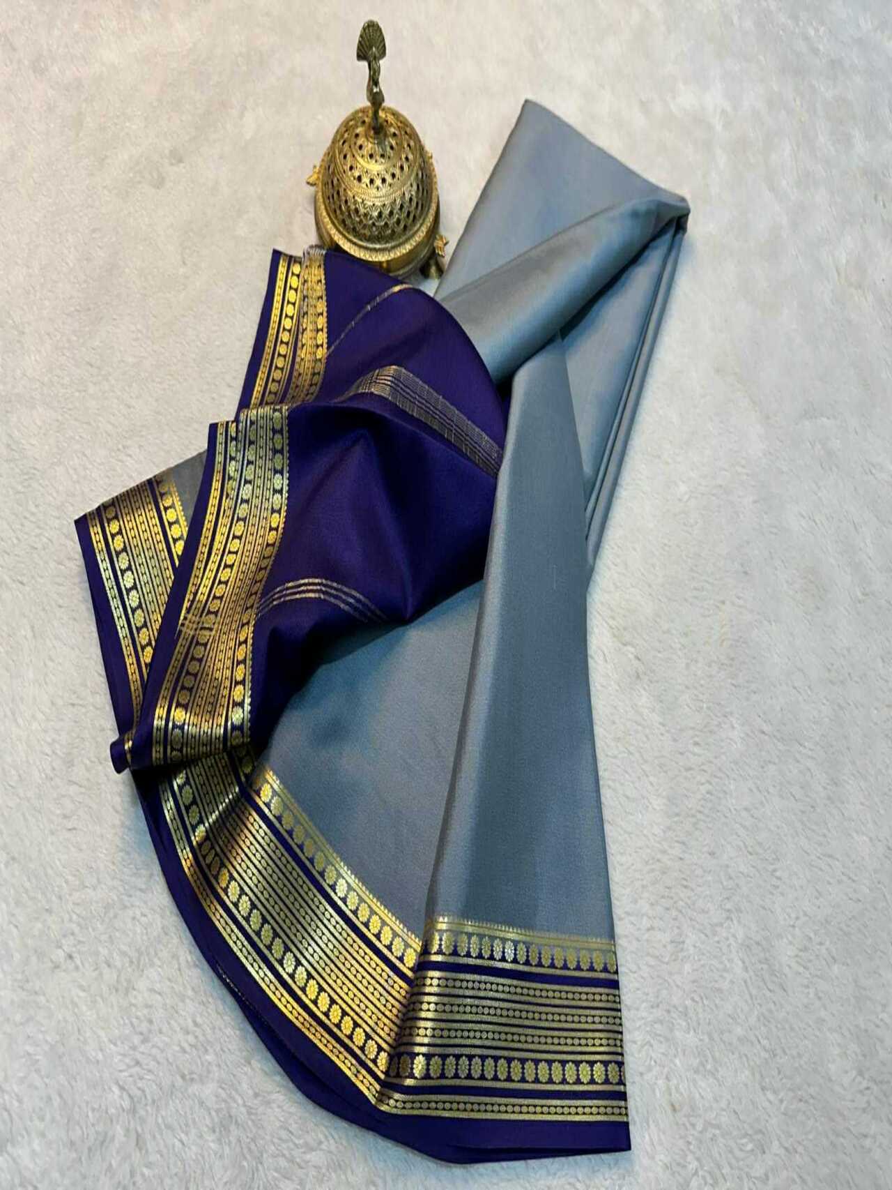 Mysore Crepe Silk Saree for Women Soft & Lightweight with Elegant Zari Work
