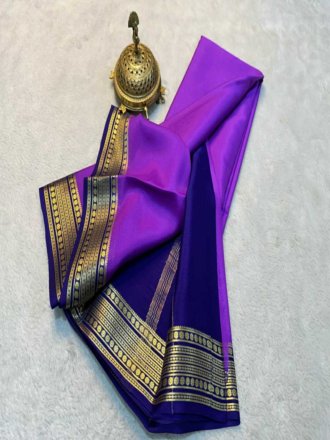 Mysore Crepe Silk Saree for Women Soft & Lightweight with Elegant Zari Work