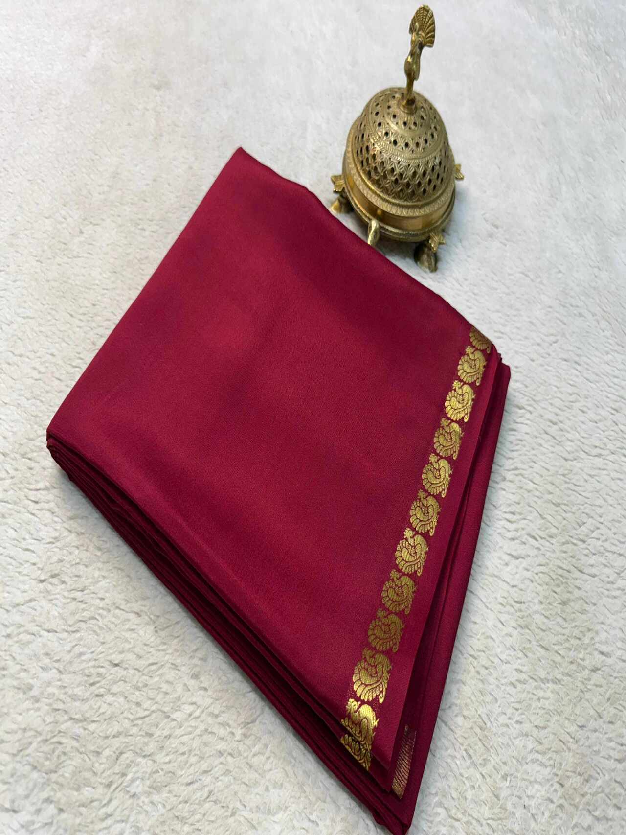 Classic Semi Mysore Silk Saree with Beautiful Multi-Design Zari Border – Lightweight & Elegant Look