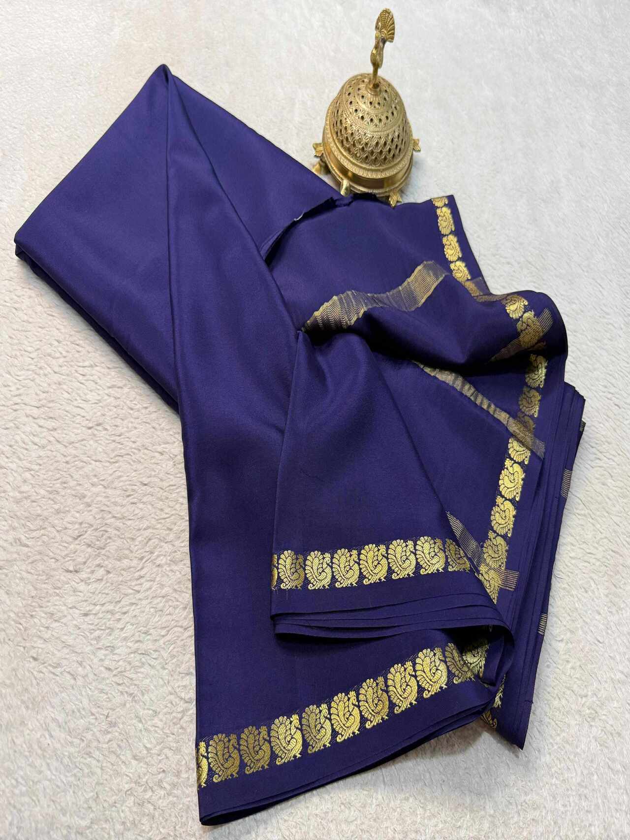 Classic Semi Mysore Silk Saree with Beautiful Multi-Design Zari Border – Lightweight & Elegant Look