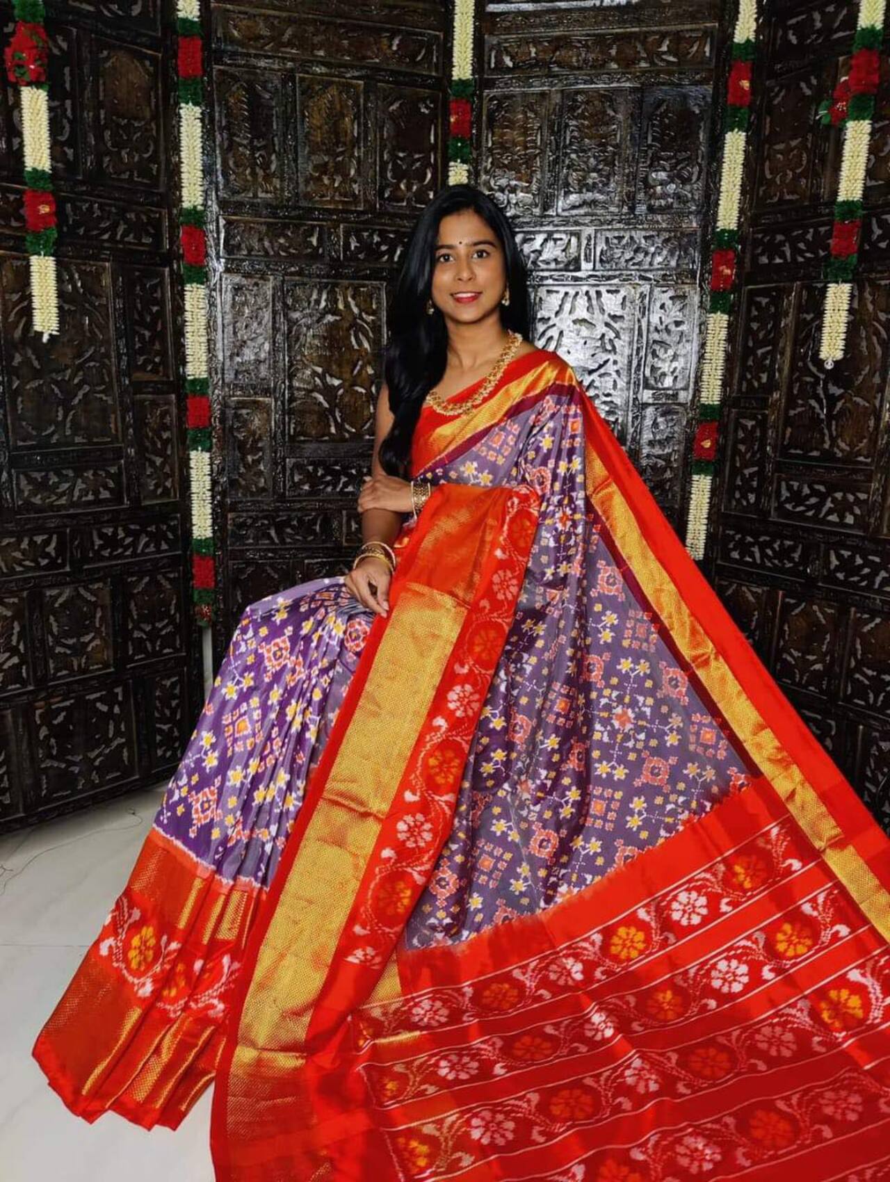 Ikkat Printed Soft Silk Traditional Saree | LIGHTPURPLE