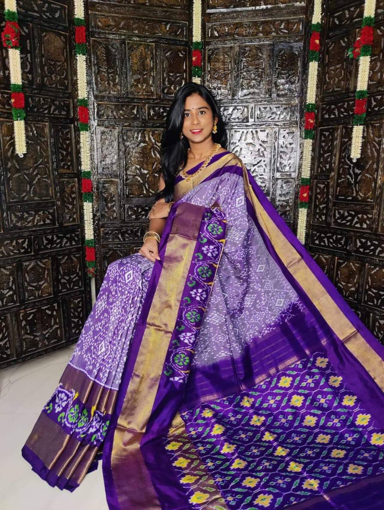 Traditional Ikkat Printed Soft Silk Saree | PURPLE