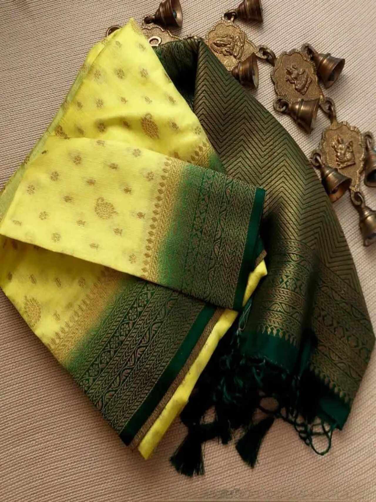 Rich Tradition Banarasi Mulberry Soft Silk Saree | Yellow