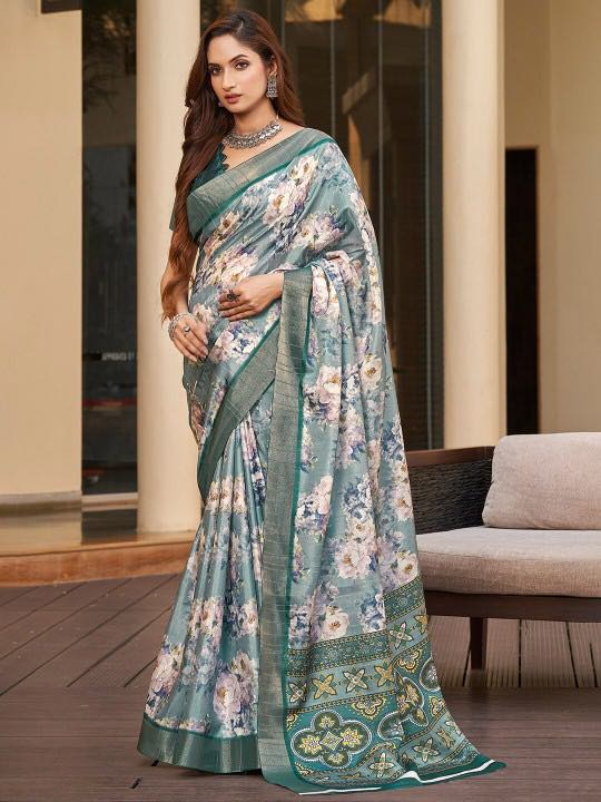 Kotha Zari Digital Printed Saree | RAMA