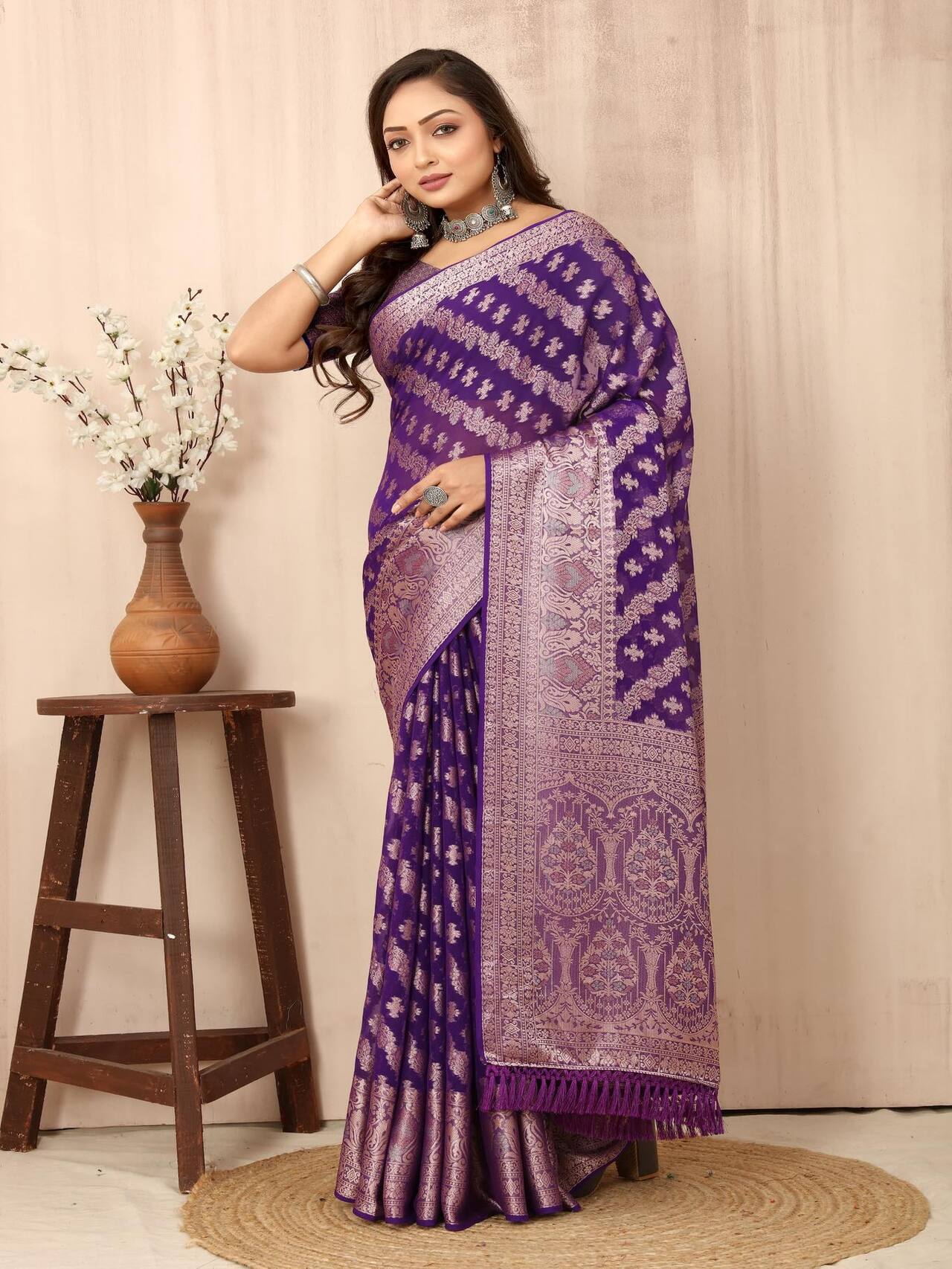 Banarasi Silk Saree for Weddings & Festivals | Purple