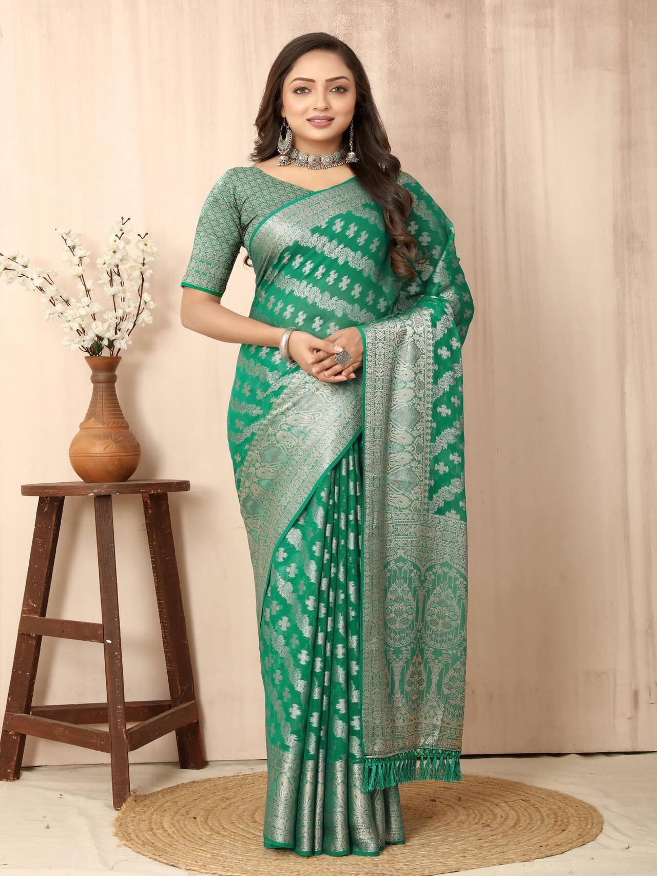 Banarasi Silk Saree for Weddings & Festivals | GREEN