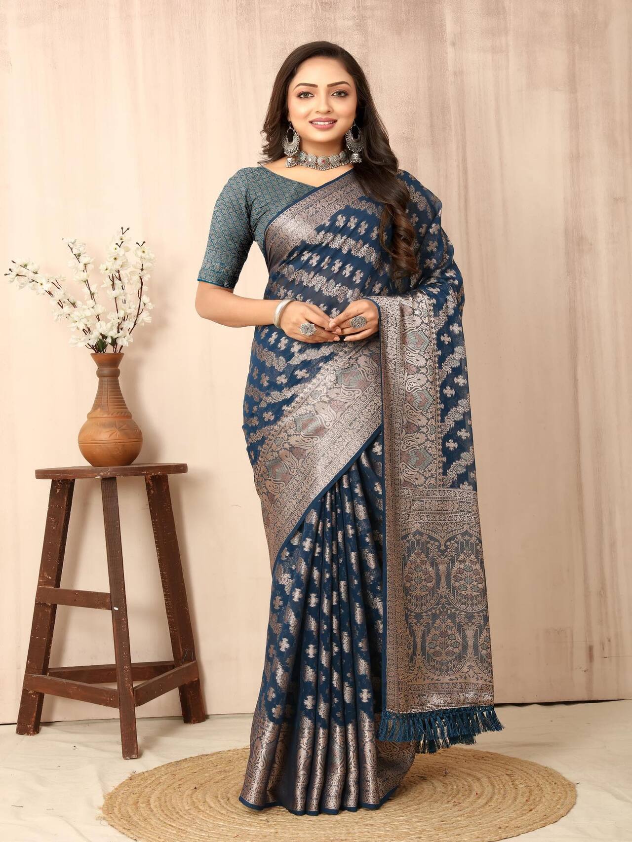 Banarasi Silk Saree for Weddings & Festivals | GREY