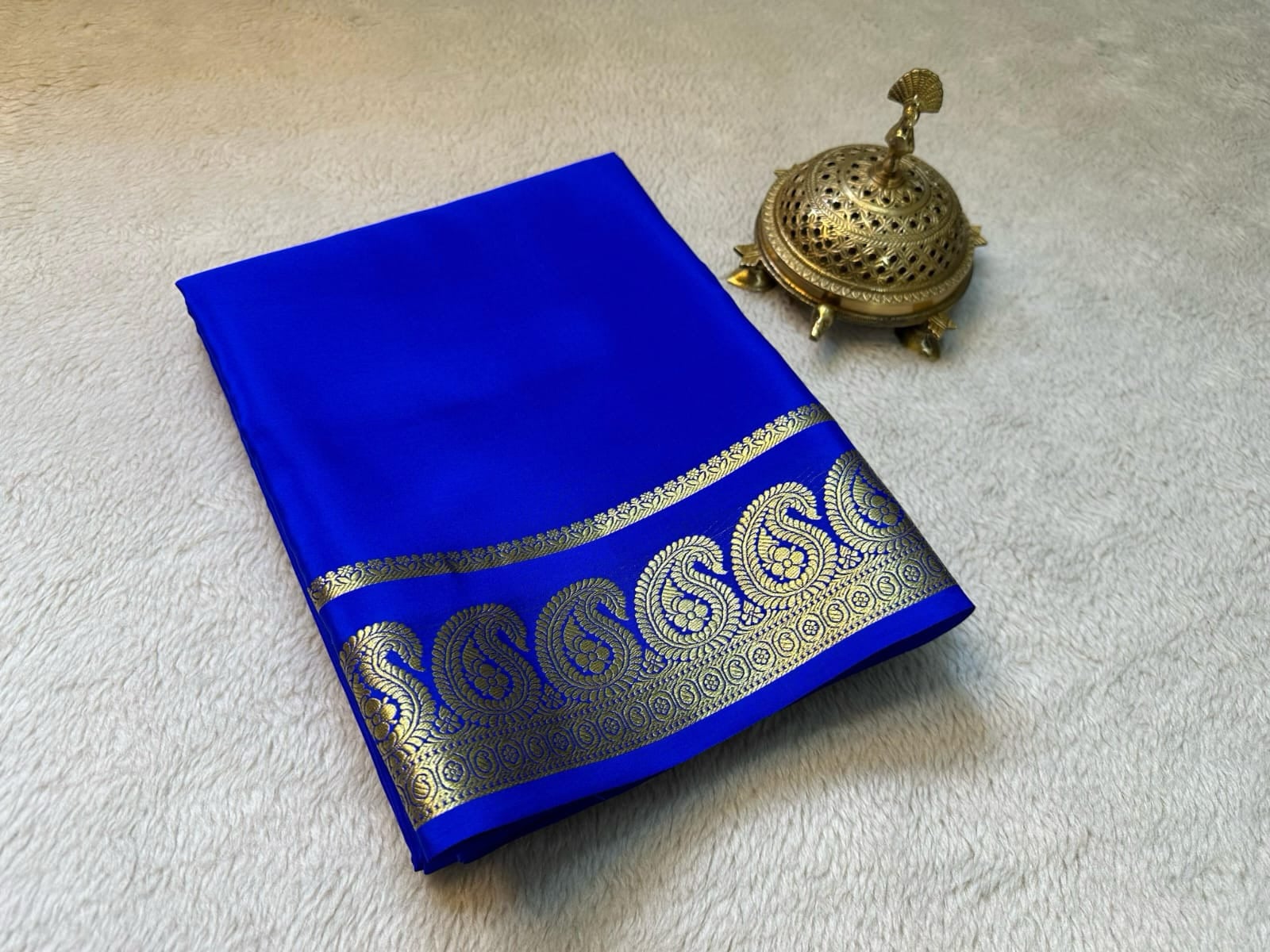 Mego Design Semi Mysore Silk Saree with Elegant Zari Border – Soft & Lightweight Traditional Wear