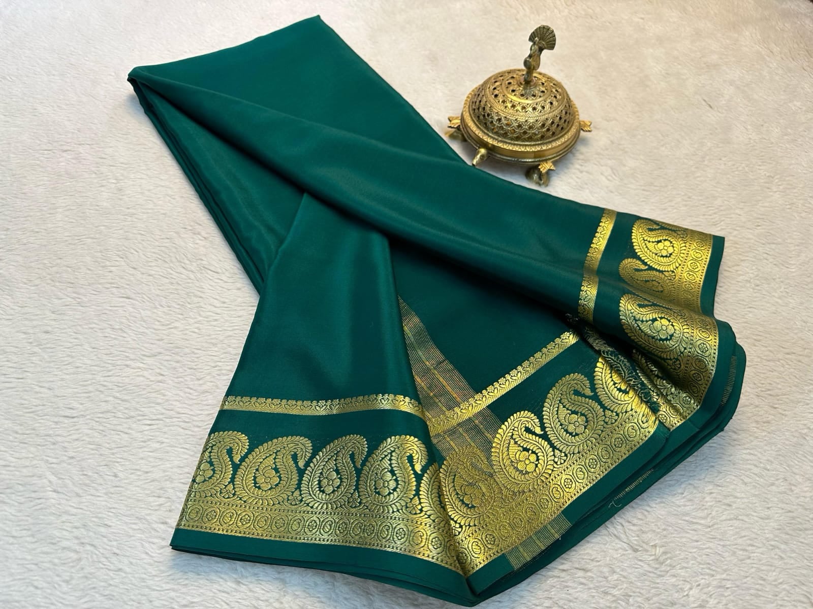 Mego Design Semi Mysore Silk Saree with Elegant Zari Border – Soft & Lightweight Traditional Wear
