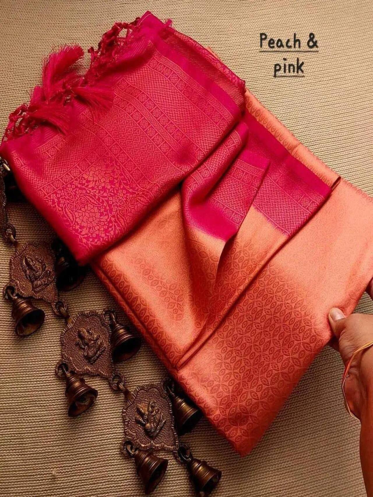 Premium Softy Silk Saree | PEACH-PINK