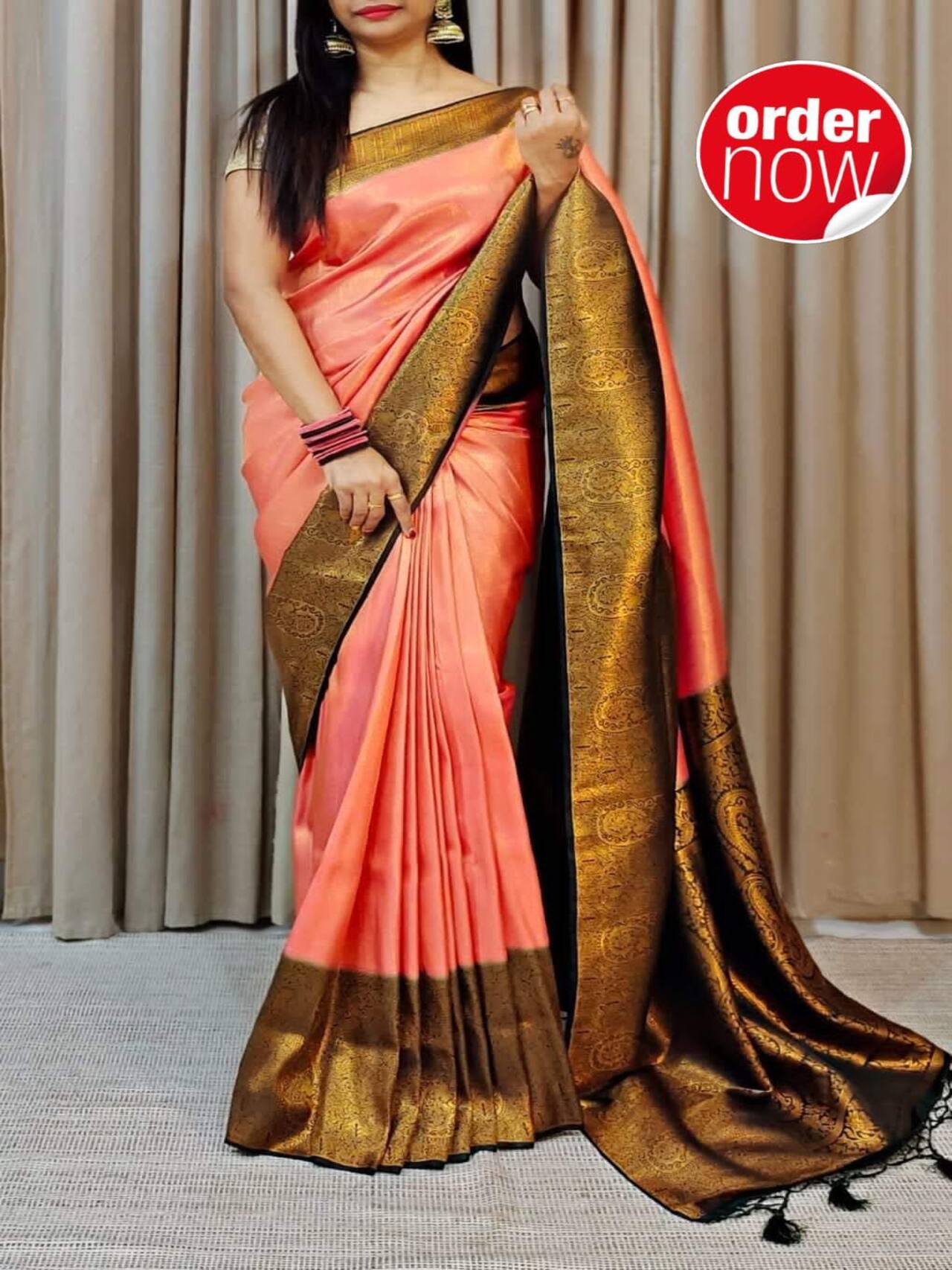 Authentic Soft Banarasi Silk Saree | GAJARI