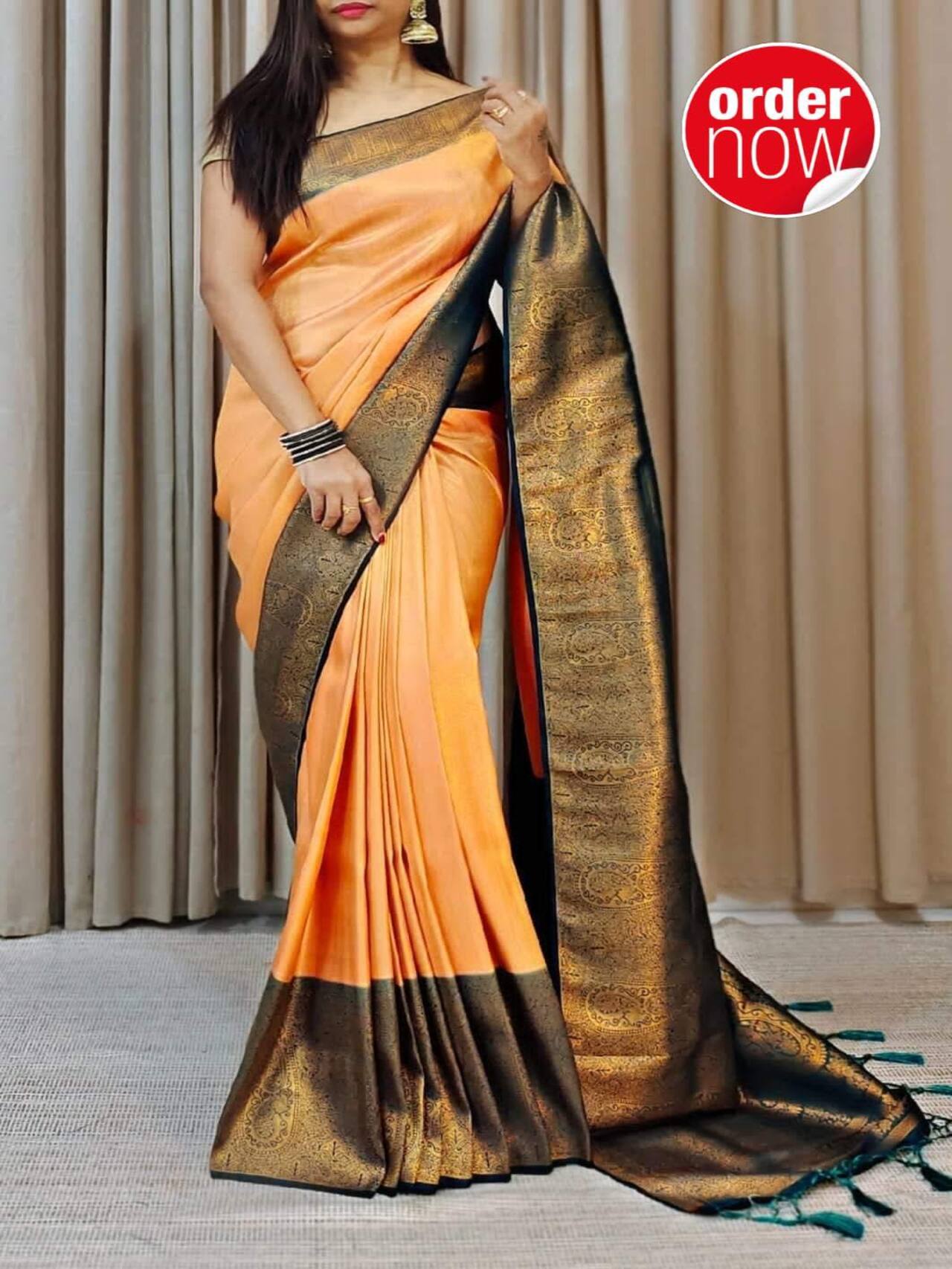 Authentic Soft Banarasi Silk Saree |ORANGE