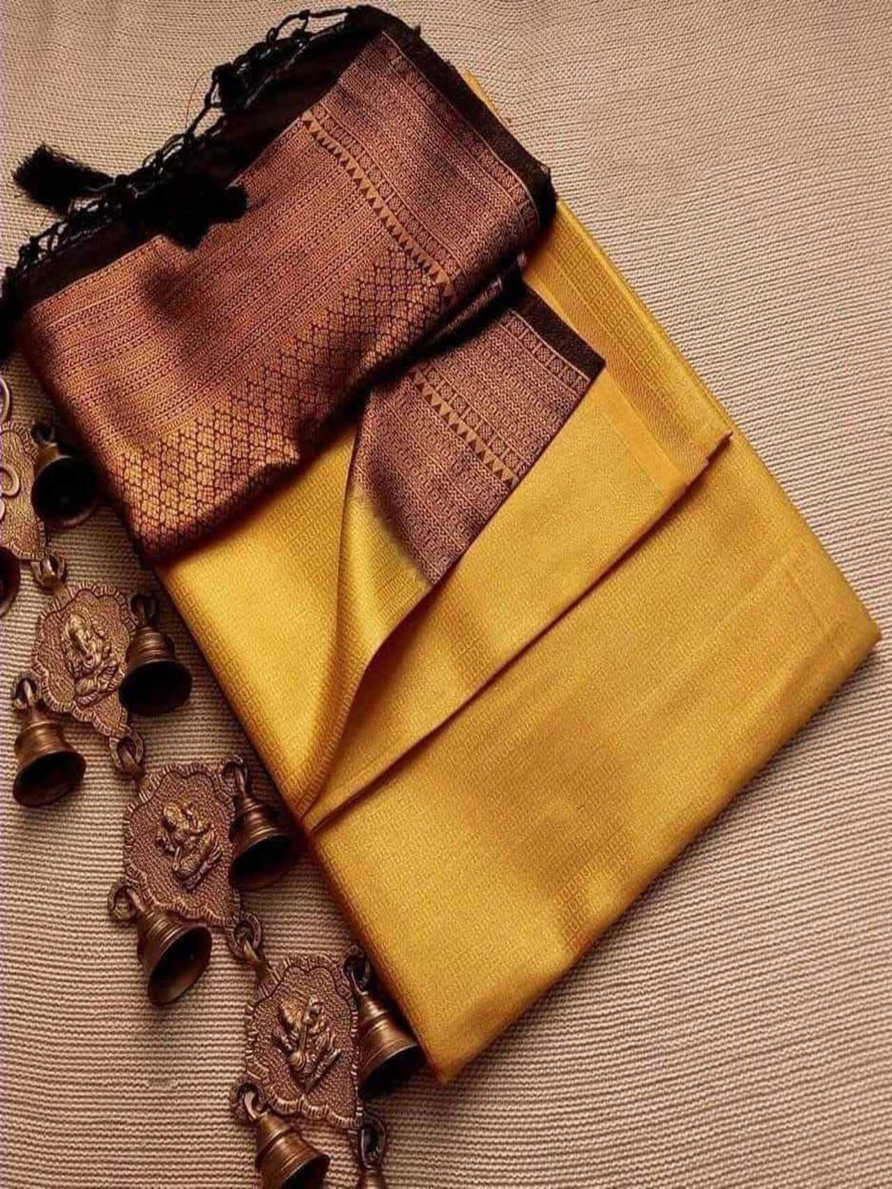 Smooth Softy Silk Saree | MUSTRED