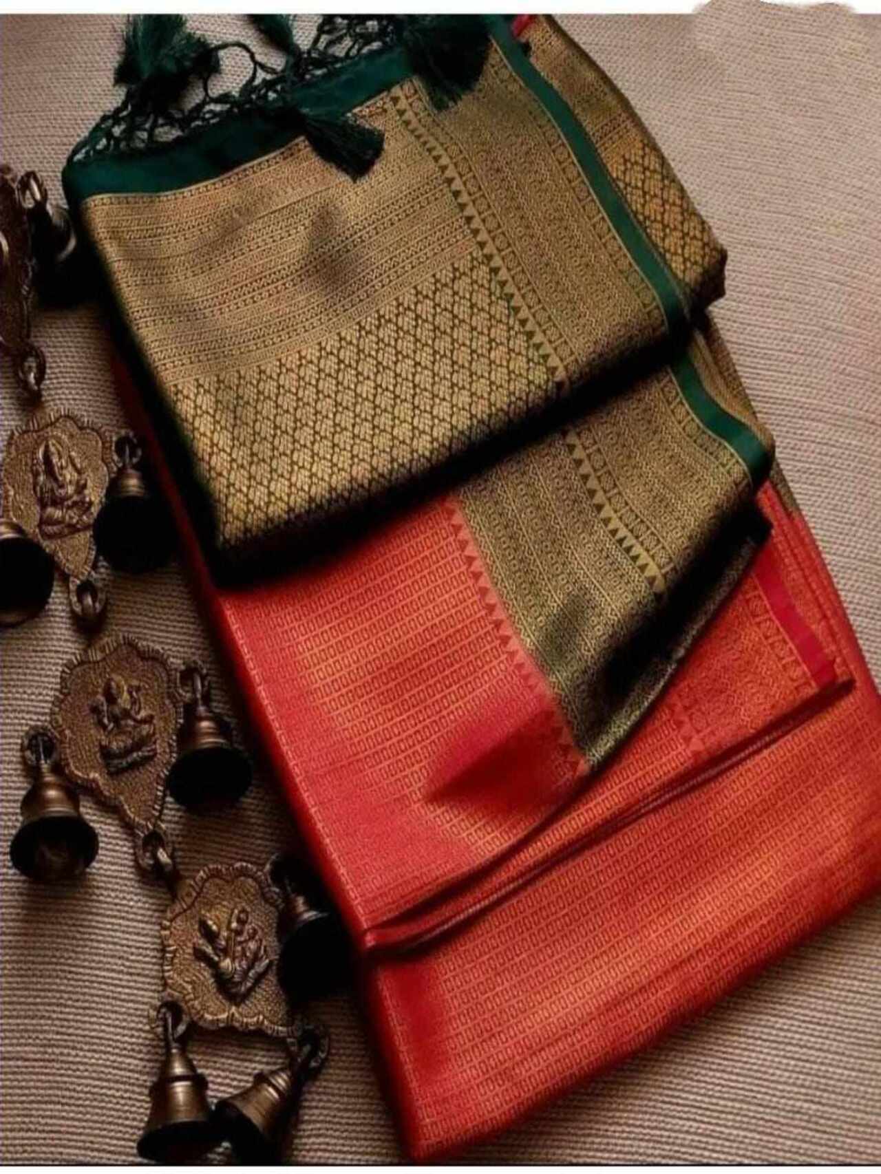 Smooth Softy Silk Saree | RED-GREEN