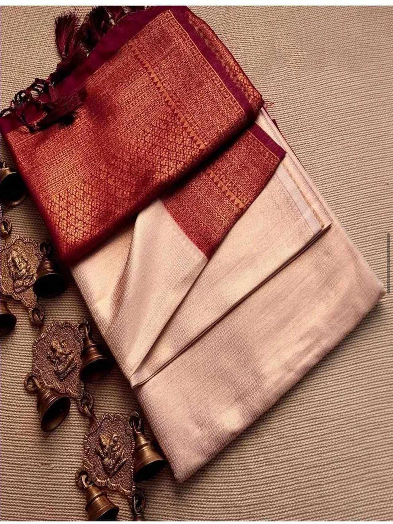 Smooth Softy Silk Saree | WHITE-MAROON